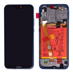 Bloc Ecran Bleu COMPLET prémonté sur chassis + batterie pour Huawei P20 Lite Photo 1