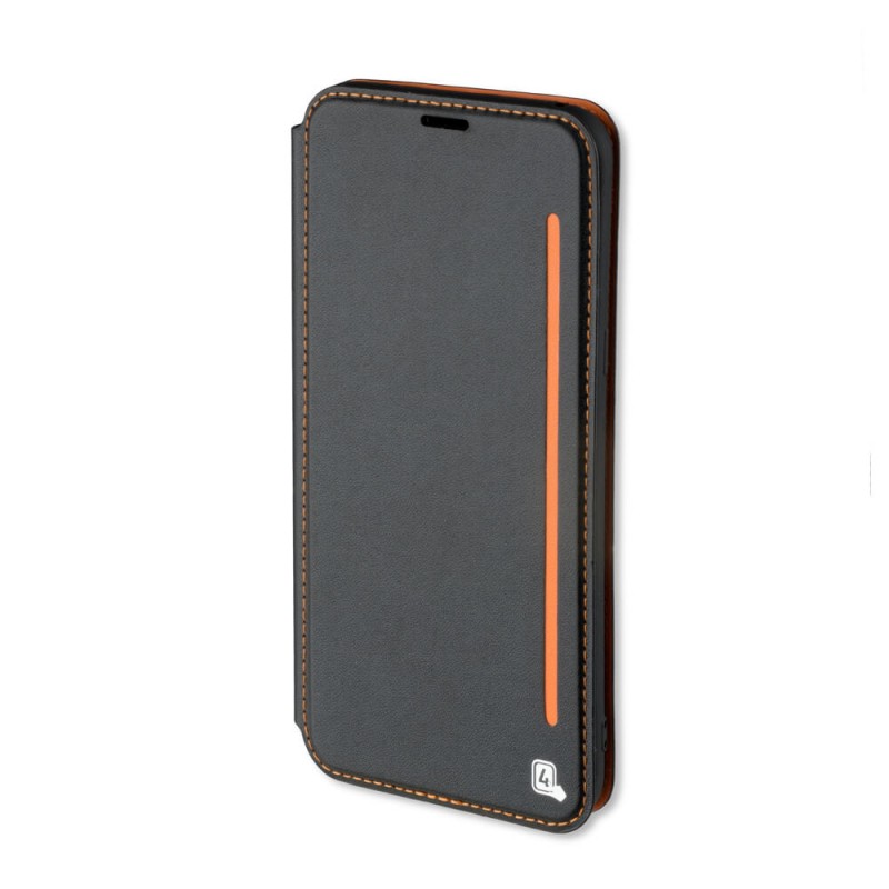 Housse portefeuille en cuir noir et orange 4smarts pour iPhone X photo 1