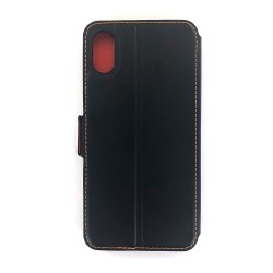 Housse portefeuille en cuir noir et orange 4smarts pour iPhone X photo 2