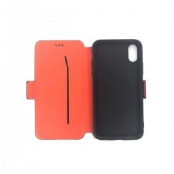 Housse portefeuille en cuir noir et orange 4smarts pour iPhone X photo 3