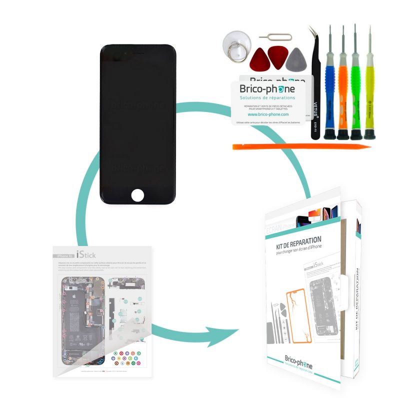 Kit de réparation Brico-phone avec écran NOIR iPhone 6 PLUS PREMIUM pré assemblé