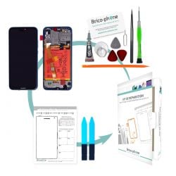 Kit de réparation Ecran complet Noir COMPLET prémonté sur châssis avec batterie Huawei P20 Lite