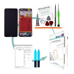 Kit de réparation Ecran Noir COMPLET prémonté sur châssis avec batterie Huawei P Smart