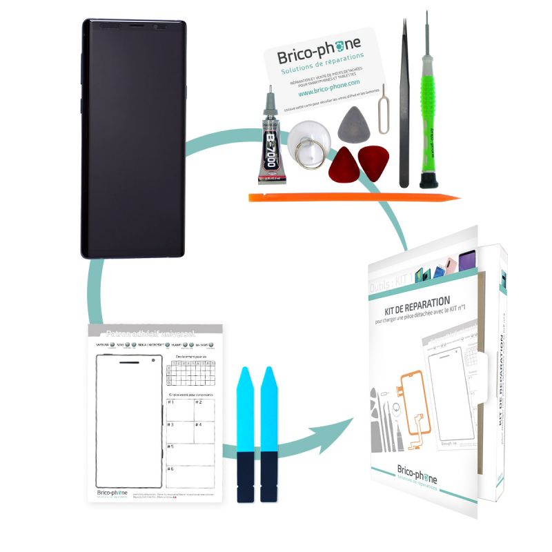 Kit de réparation Ecran complet Amoled et vitre prémontés Samsung Galaxy Note 9 Bleu Cobalt