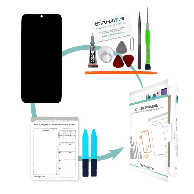 Kit de réparation Ecran Noir pré-assemblé avec vitre et LCD Xiaomi Redmi Note 7