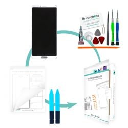 Kit de réparation Ecran Blanc compatible avec vitre et LCD prémonté Huawei Honor View 10