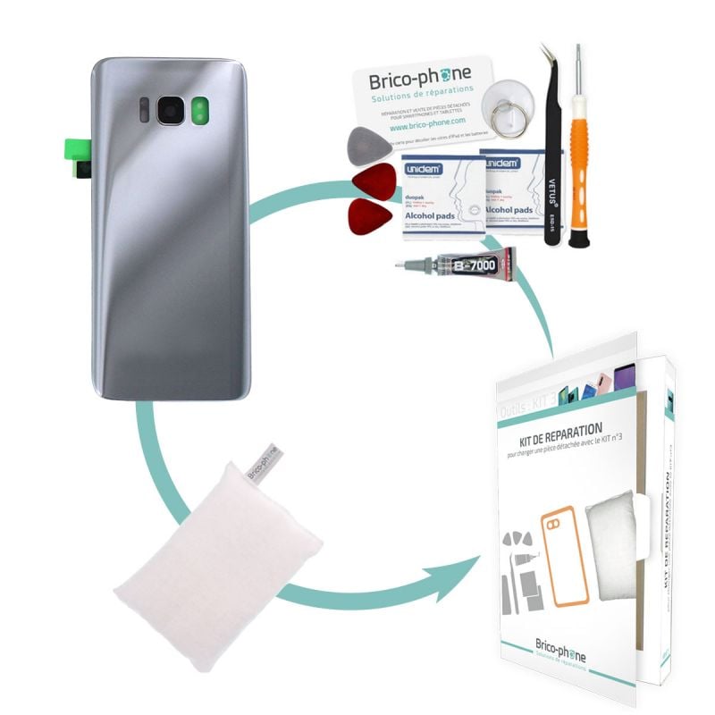 Kit de réparation Vitre arrière Argent compatible Samsung Galaxy S7