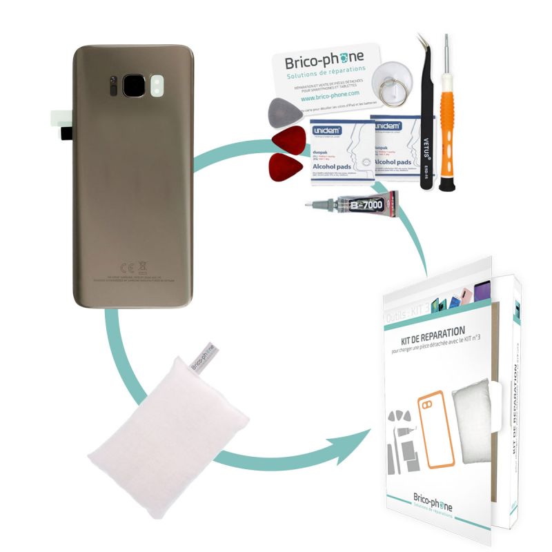 Kit de réparation Vitre arrière compatible Samsung Galaxy S8 Or