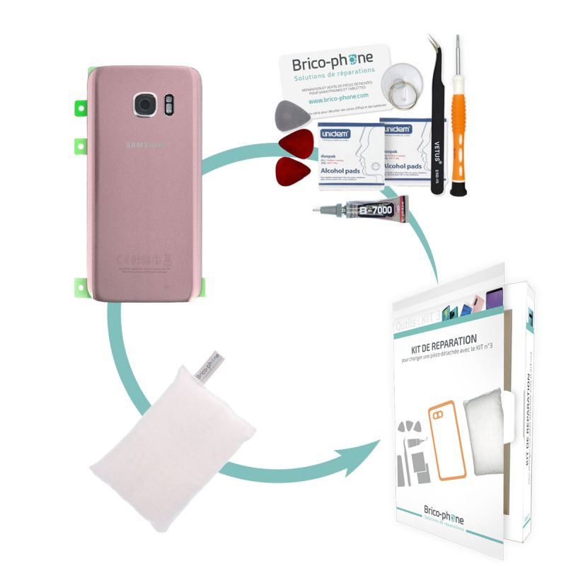 Kit de réparation Vitre arrière Rose d'origine Samsung Galaxy S7