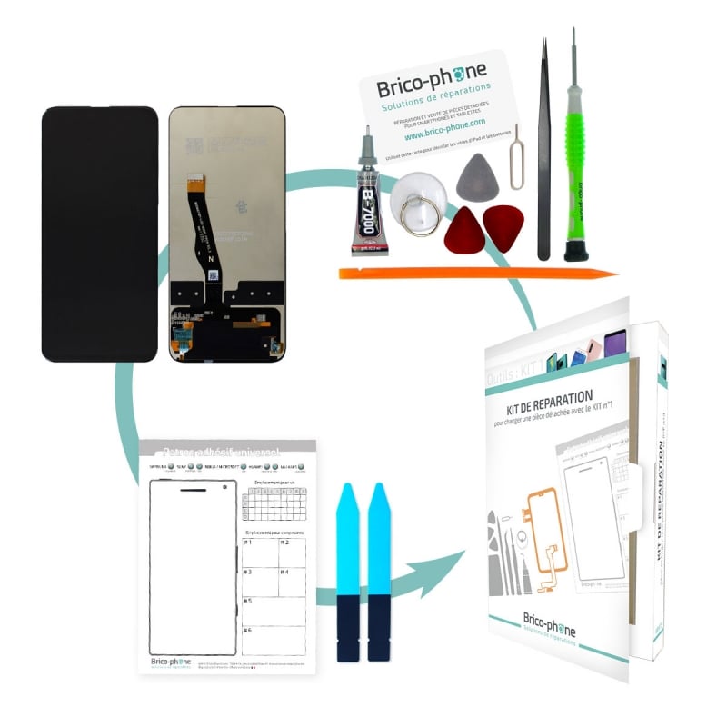 Kit de réparation d'écran vitre + dalle LCD pré-assemblé pour Huawei Psmart Z