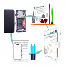 Kit de réparation de bloc écran Bleu Saphir COMPLET pré-monté sur châssis + batterie pour Huawei P Smart Z