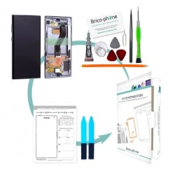 Kit de réparation de bloc écran Dynamic Amoled et vitre pré-montés sur châssis pour Samsung Galaxy Note 10+ Argent Stellaire