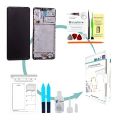 Kit de réparation Ecran Noir avec vitre + LCD pré-montés sur châssis pour Samsung Galaxy A21s