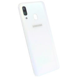 Remplacer la vitre arrière en plastique du Galaxy A40 blanc par une pièce neuve d'origine avec Bricophone_photo3