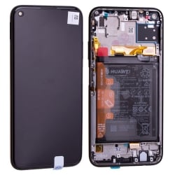 Bloc écran IPS LCD complet pré-monté sur châssis + batterie pour Huawei P40 Lite Noir