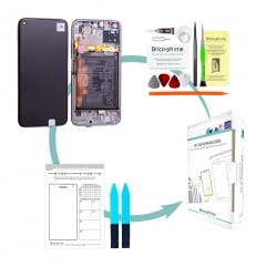 Kit de réparation Bloc écran IPS LCD complet pré-monté sur châssis + batterie pour Huawei P40 Lite Rose