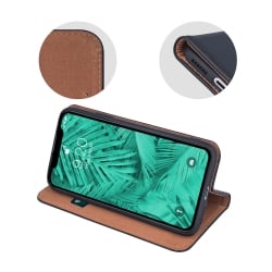 Housse portefeuille en cuir noir et marron pour iPhone 13 Pro photo2