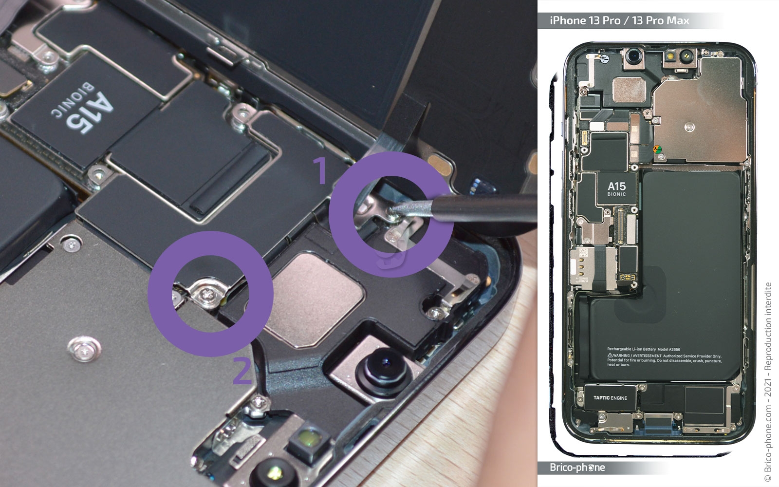 Changement du module triple caméras arrière sur iPhone 13 Pro photo 2