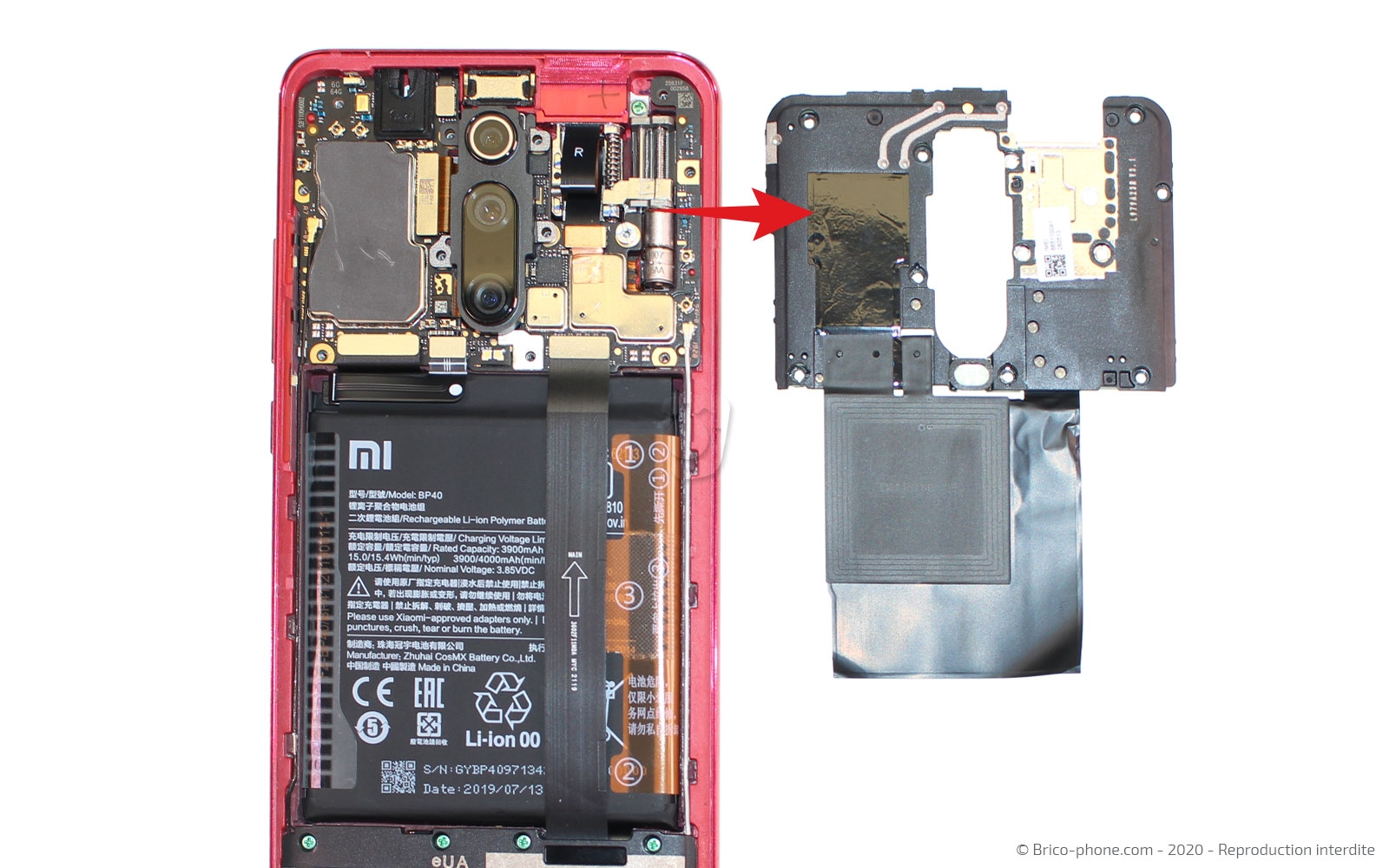 Changement du bloc écran sur châssis sur Mi 9T - Mi 9T Pro photo 3