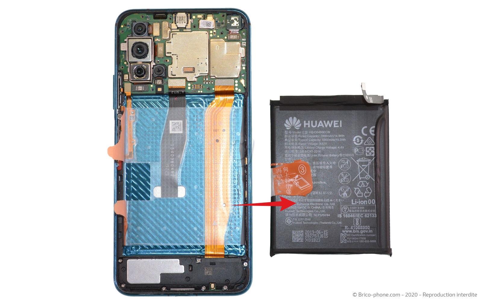 Changement de batterie sur Honor 20 Pro photo 2