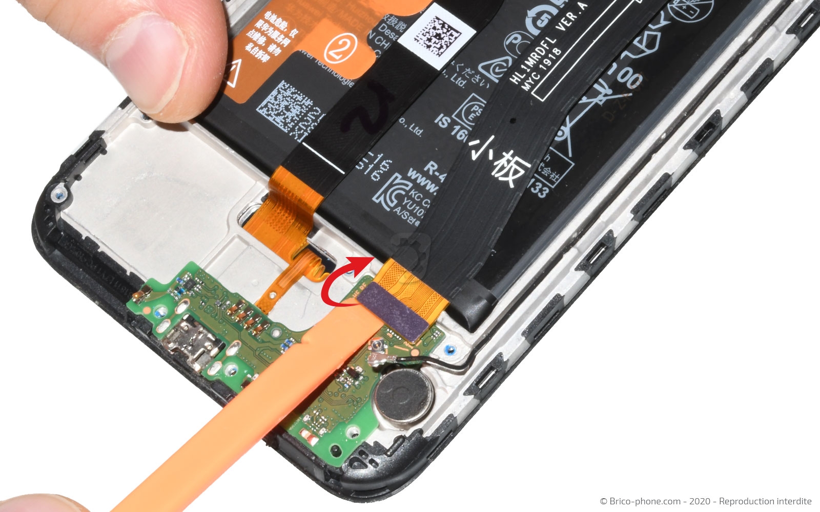 Changement de bloc écran avec batterie sur Y6 2019 photo 2