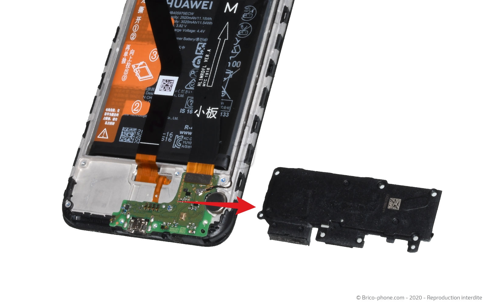 Changement de bloc écran avec batterie sur Y6 2019 photo 3