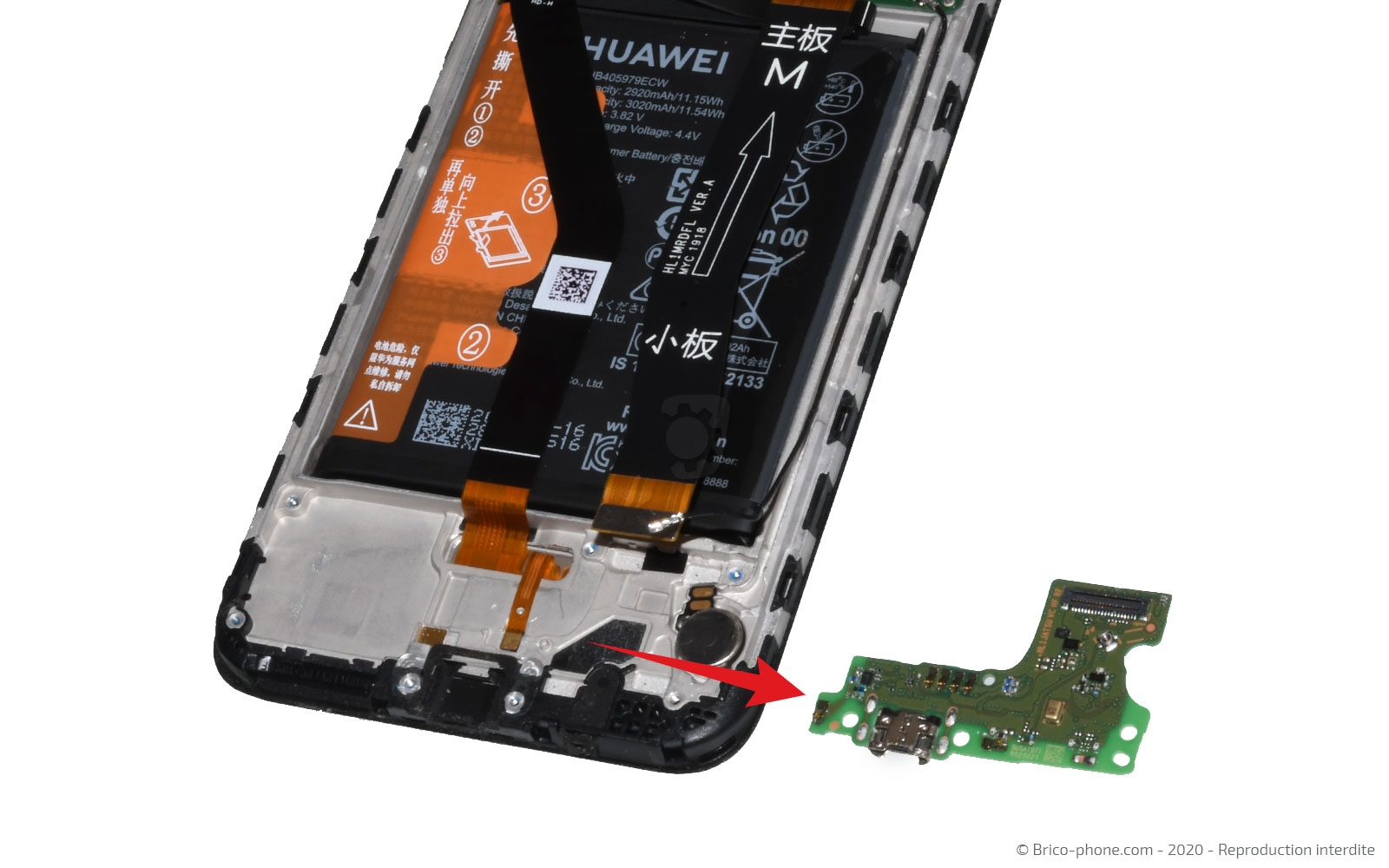 Changement de bloc écran avec batterie sur Y6 2019 photo 3