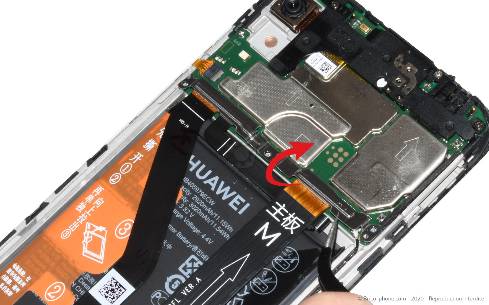 Changement de bloc écran avec batterie sur Y6 2019 photo 3