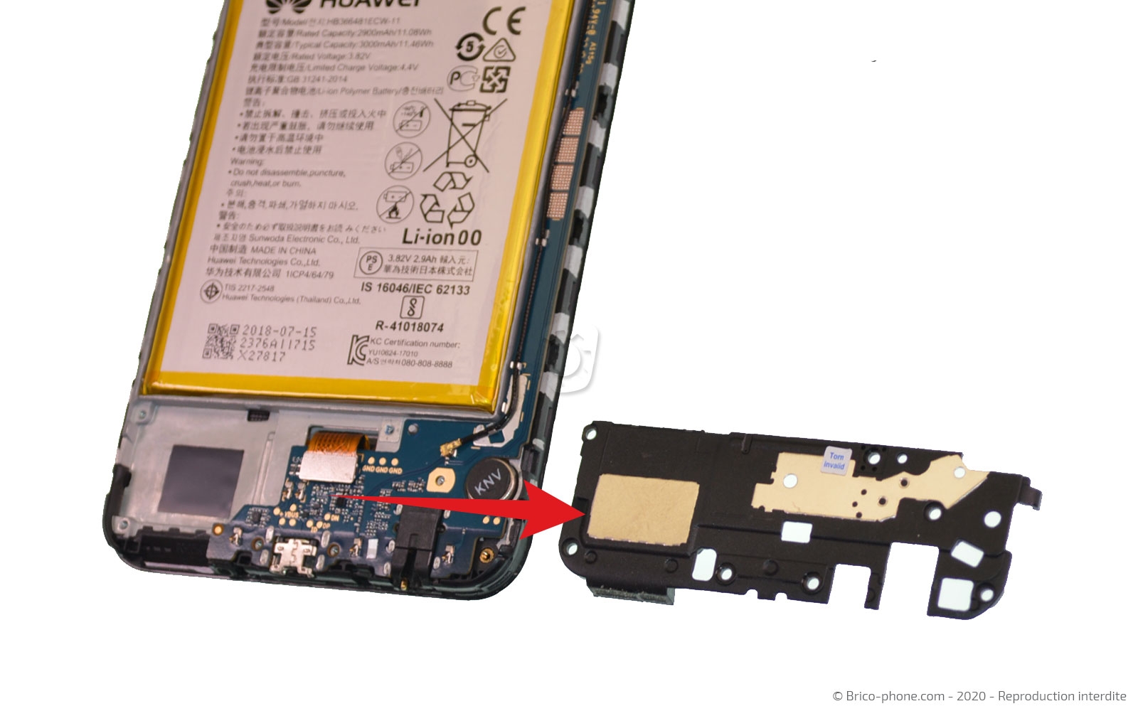 Changement de bloc écran avec batterie sur Y7 2018 photo 4