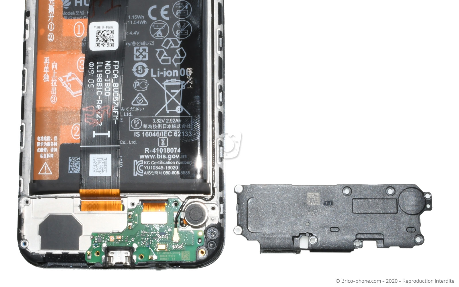 Changement du connecteur de charge sur Y5 2019 photo 3