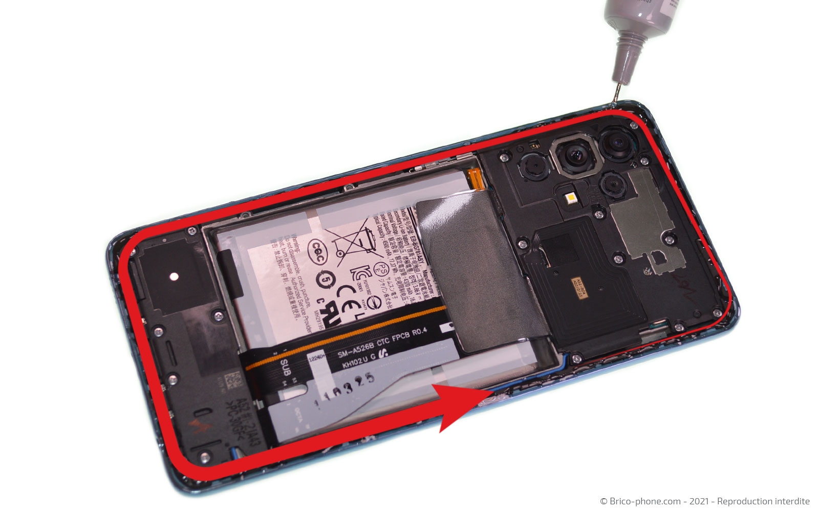 Changement du bloc écran sur Galaxy A52 photo 2